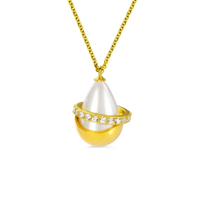 Personalized Circle & Water Drop Necklace
