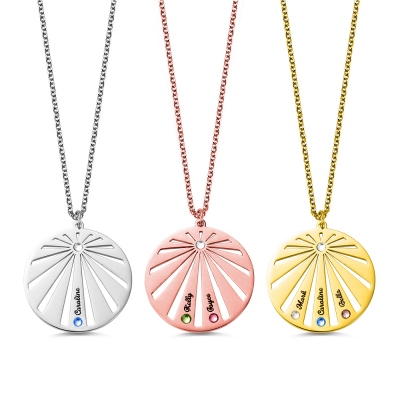 Personalized Circle Family Necklace with Birthstone