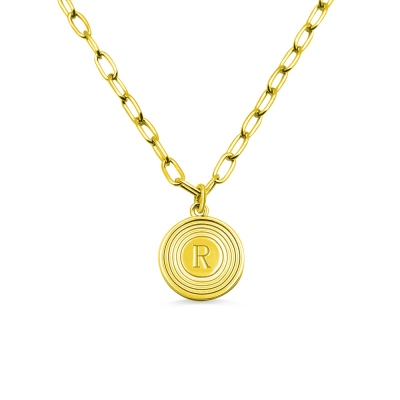 Personalized Initial Link Necklace in Gold