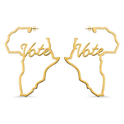 Personalized Africa Map Hoop Earrings