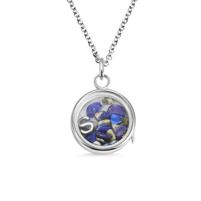 Customized Natural Gem Box and Letter Necklace for Her