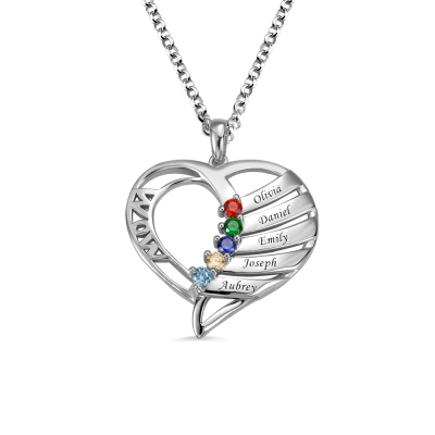 Personalized Name and Birthstone Family Necklace for Mother