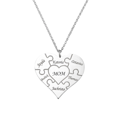 Personalized Heart Puzzle Necklace