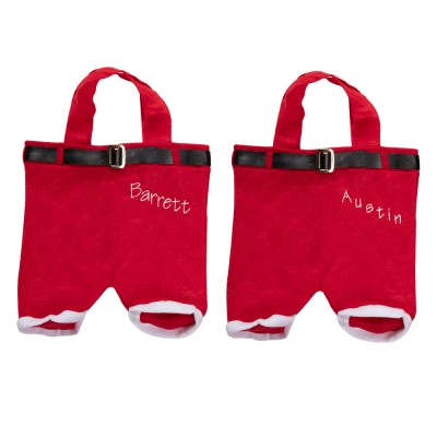 Embroidered Christmas Santa Pants Gift Bag