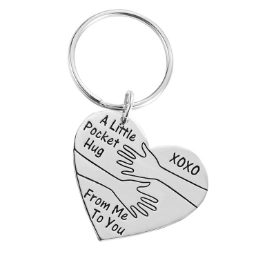 Personalized Pocket Hug Keychain for Long Distance Gift