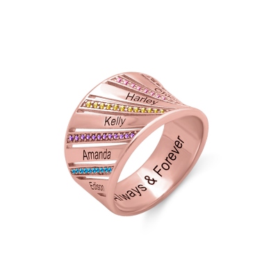 Personalized Name Birthstone Ring for Mother