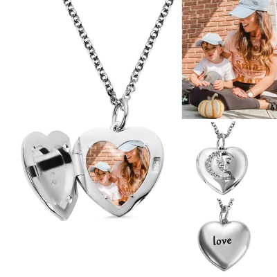 Custom Heart Shaped Angel Photo Necklace