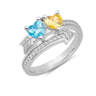 Personalized Cupid's Arrow Heart Ring