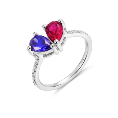 Personalized Ring with Two Birthstones to Be a Heart