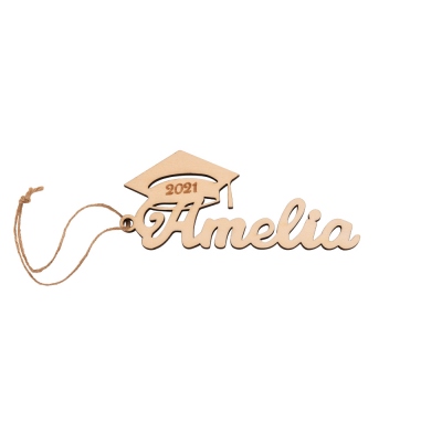 Personalized Wooden Graduation Cap Tag