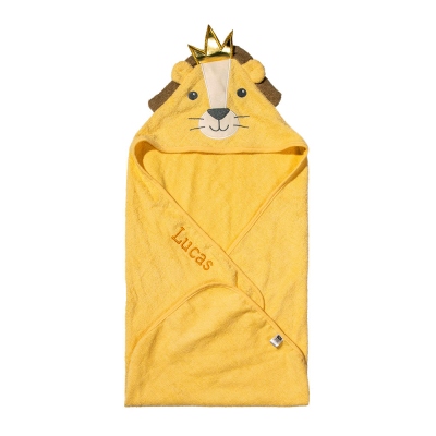 Serviette à Capuche Animal de Bande Dessinée avec Nom Personnalisé pour Enfants de 0 à 4 Ans