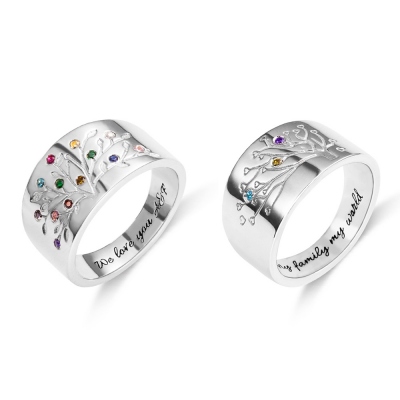 Custom Family Tree Ring with 1-20 Birthstones