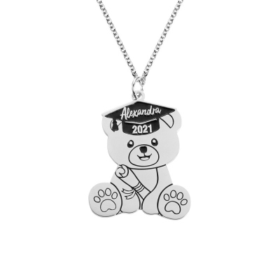 Custom Bear Necklace for Graduation Gift