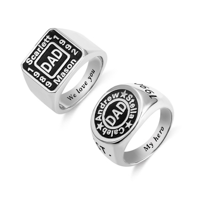 Signet Rings with Personalized Engraving Gift for Dad