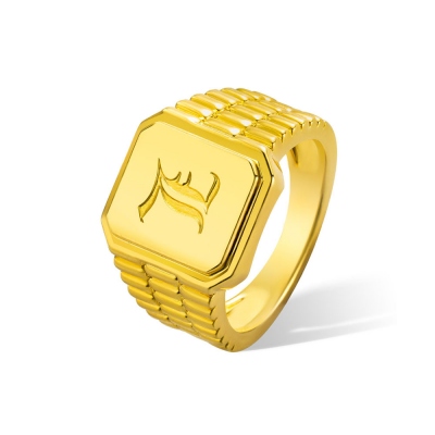Custom Engraved Initials Signet Ring