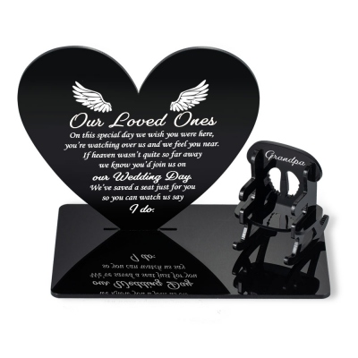 Personalized Table Top Plaque centerpiece with Empty Chairs