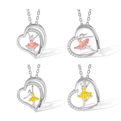Customized Heart Ballet Dance Necklace