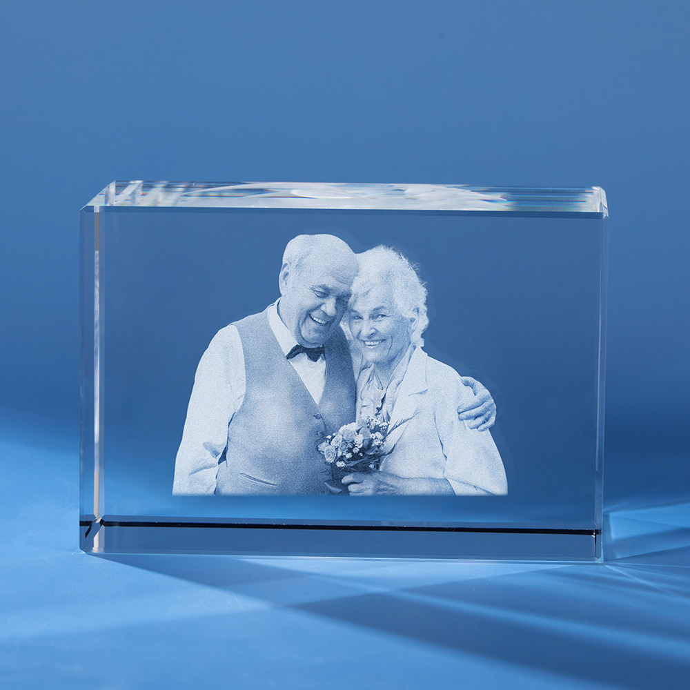 Golden Anniversary 3D Crystal Photo Engraved Gift