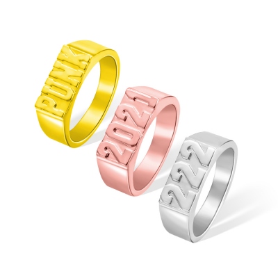 Personalized Signet Ring with Name, Angel Number or Year