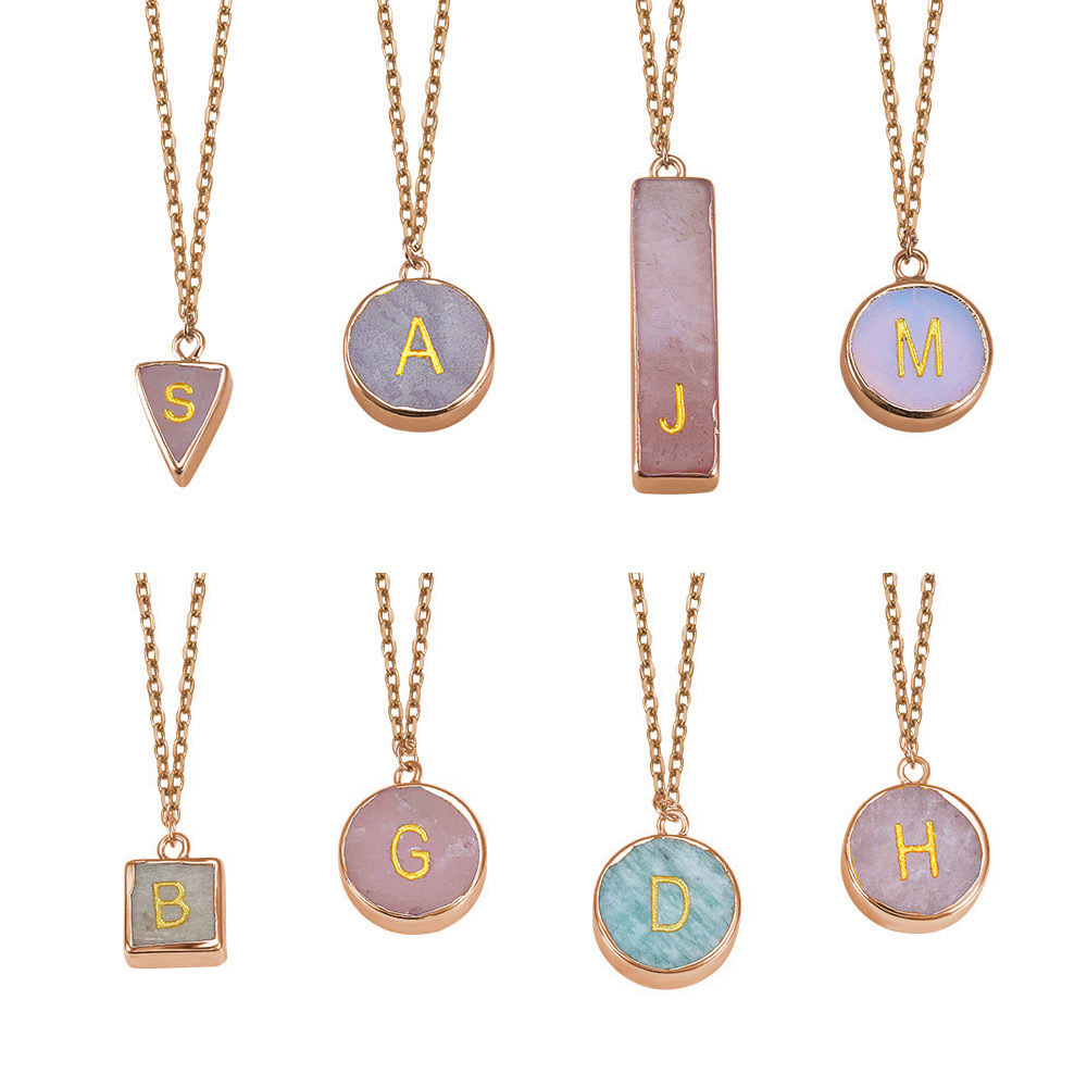 Customized Initials on A Stone Necklace