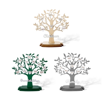 Personalized DIY 1-20 Name Location Family Tree Ornament Keepsake, Home Decor, Christmas Gift for Parents Grandparents Family
