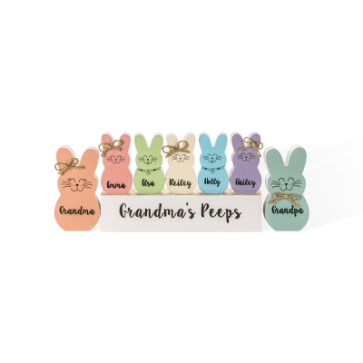 Personalized Easter Bunny Decoration with Block Easter Wooden Bunny Custom Name Easter Bunny Family Custom Easter Gifts Easter Bunny Decor