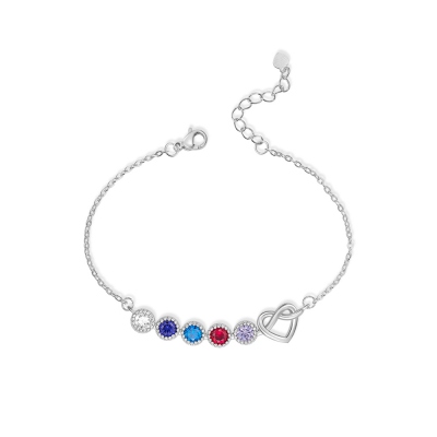 Custom Birthstone Bracelet Sterling Silver, Peridot Bracelet, Gifts for Her, Mother/Grandma's Gift