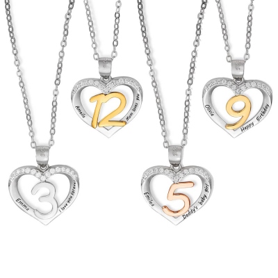 Custom Number Necklace, 1st/2nd/3rd Birthday Gift for Girl, Daughter, Granddaughter, Sterling Silver/Brass Necklaces