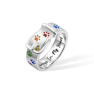 Custom Collar Ring with Name and Rainbow Paw Print, Rainbow Puppy Collar Ring, Loss of Pet Keepsake, Sympathy/Memorial Gift for Pet Lover