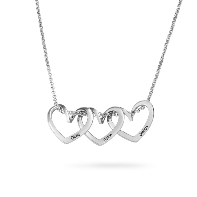 Personalized Heart Name Necklace with 1-10 Hearts for Family/Mom/Wife/Girlfriend, Custom Jewelry for Mother's Day/Valentine's Day