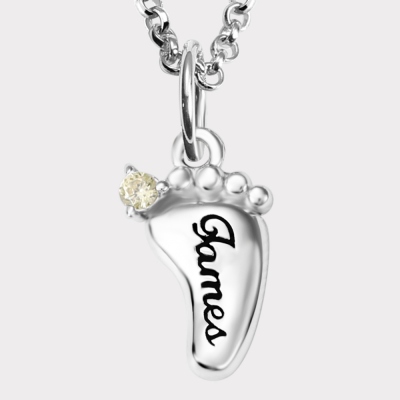 1 Baby Feet Birthstone Necklace for Mother