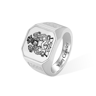 Custom Engraved Signet Ring, Square Ring, Graduation/Father's Day Gift, Brass/Sliver Ring for Graduates/Men/Family