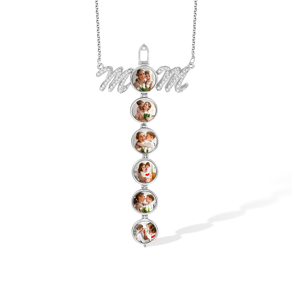MOM Pendant Necklace with 2-6 Photos, Personalized Photo Necklace, Birthday/Mother's Day Gift for Mom/Grandma