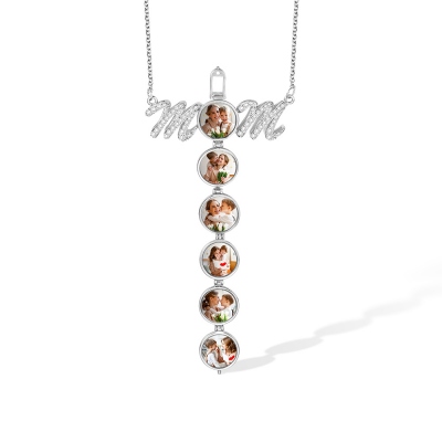 MOM Pendant Necklace with 2-6 Photos, Personalized Photo Necklace, Birthday/Mother's Day Gift for Mom/Grandma