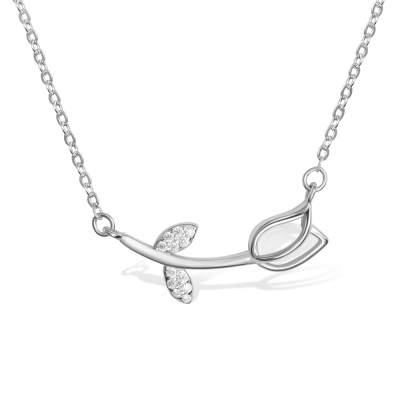 Tulip Necklace with Opal, Inlaid Necklace, Good Luck Necklace, Zirconia Necklace, Jewelry Gift for Girls/Friends/Mother