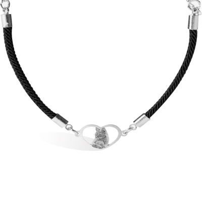 Custom Pet Photo Heart-shaped Bracelet, Cute Dog/Cat Animal Portrait Charm Bracelet with Engraved, Inspirational Memorial Jewelry, Gifts for Father