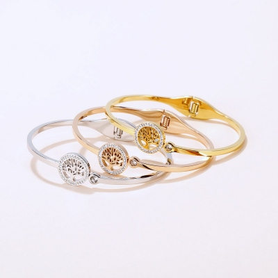 Bracelet arbre généalogique personnalisé, bracelet vintage classique avec zircons, bijoux en acier au titane, cadeau d'anniversaire/Noël/fête des mères pour maman/aimée
