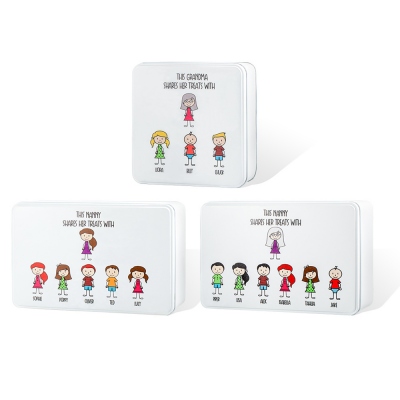 Personalized Name & Cartoon Image Biscuit Tin, Metal Biscuit Tin, Grandmother Gift, Nanny Gifts, Mother's Day Gift for Grandma