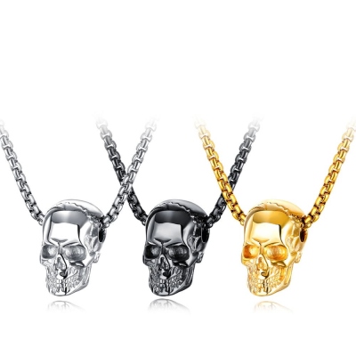 Skull Titanium halsband, gotiskt skelett hänge halsband, herrtillbehör, punk smycken present till män/pojkvän/far/vänner