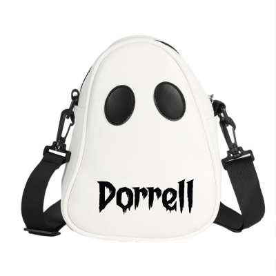 Sac à main fantôme d'Halloween avec nom personnalisé, sac à bandoulière en similicuir PU mignon, sac à bandoulière Spooky Season Trick Or Treat cadeau de nouveauté pour femme fille
