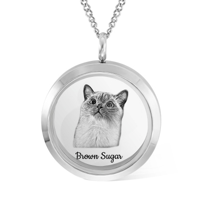 Collier d'urne de médaillon de fourrure d'animal familier personnalisé avec photo et nom, souvenirs personnalisés d'animal familier avec le portrait, médaillons commémoratifs d'animal familier pour des cendres, cadeau pour l'amant d