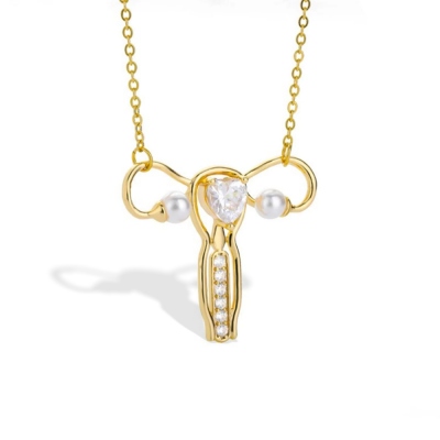 Personalized Birthstone Uterus Necklace with Shell beads, Feminist Jewelry, Mind Your Own Uterus Necklace, Shell Bead Necklace, Gift for Women/Mom/Grandma