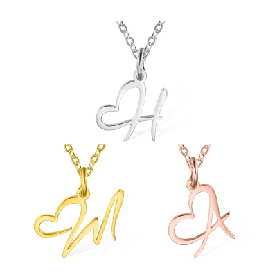 Custom Heart Necklace with Initial, Brass/Sterling Silver 925 Pendant, Birthday/Wedding/Valentine's Day Gift for Girls/Women/Mother/Friends
