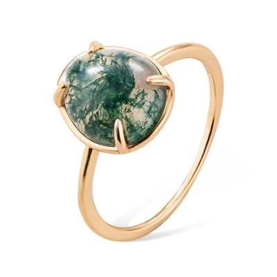 Natural Emerald Moss Agate Engagement Ring, Nature Inspired Leaf Ring, Women's Engagement Ring, Birthday/Anniversary Gift for Women/Girls/Friends