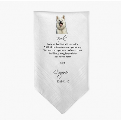 From Your Dog Wedding Handkerchief, Gift for the Bride, Gift for the Groom from Dog, Customized Handkerchief with Photo Option from Pet, Personalized Wedding Handkerchief