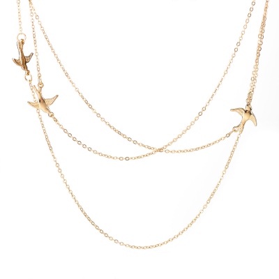 Triple Layered Flying Birds Necklace, Three Birds Necklace, Layered Necklace Set, Brass Necklace, Birthday Gift for Her/Mother/Wife