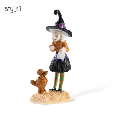 Halloween Decorative Witch Statue Resin Pumpkin Elegant Witch Doll Figure Sculpture Ornaments Party Home Halloween Decor Gifts
