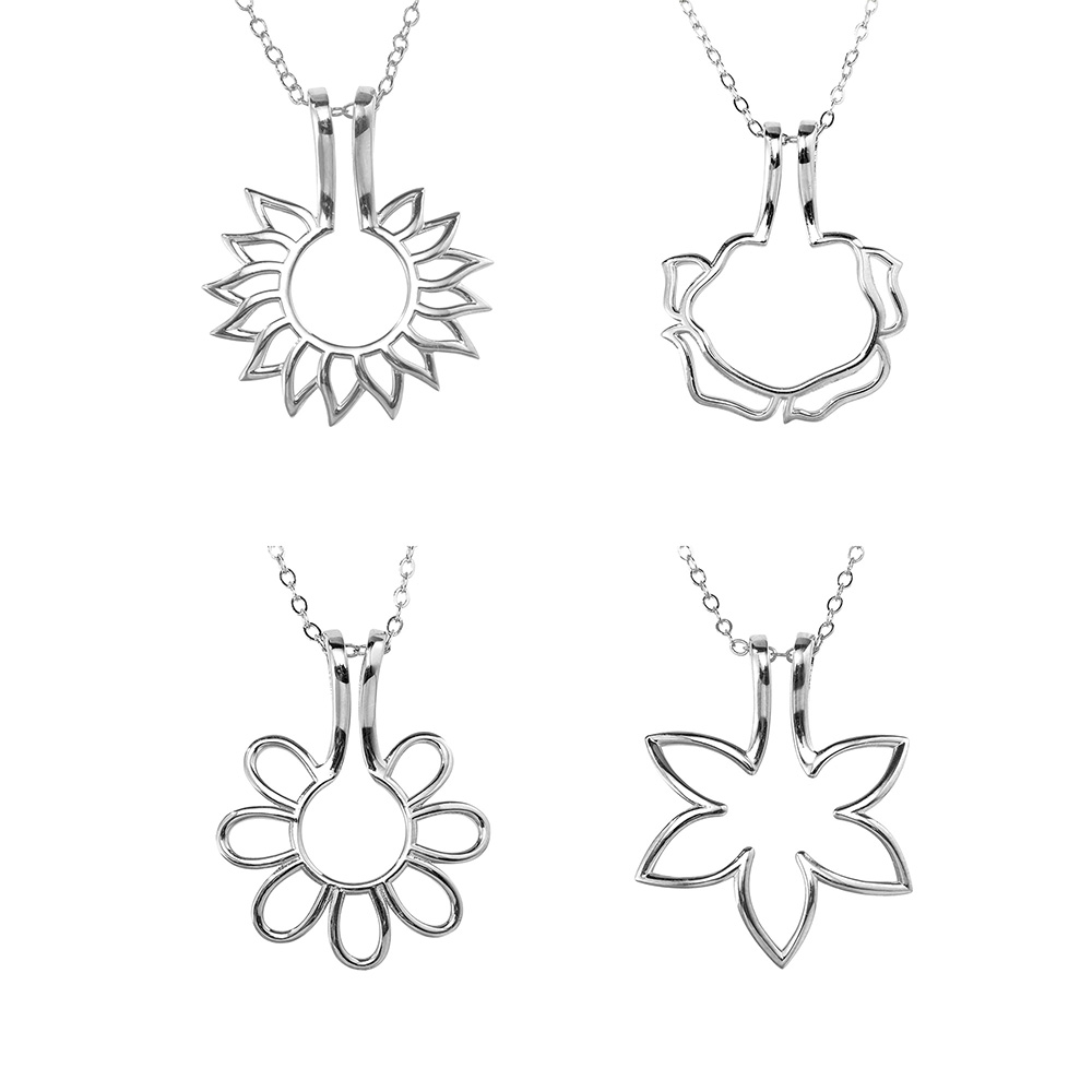 Personalized Ring Holder Necklace with Flower, Sterling Silver 925 Ring Keeper Necklace, Gift for Wife/Women/Mother/Daughter