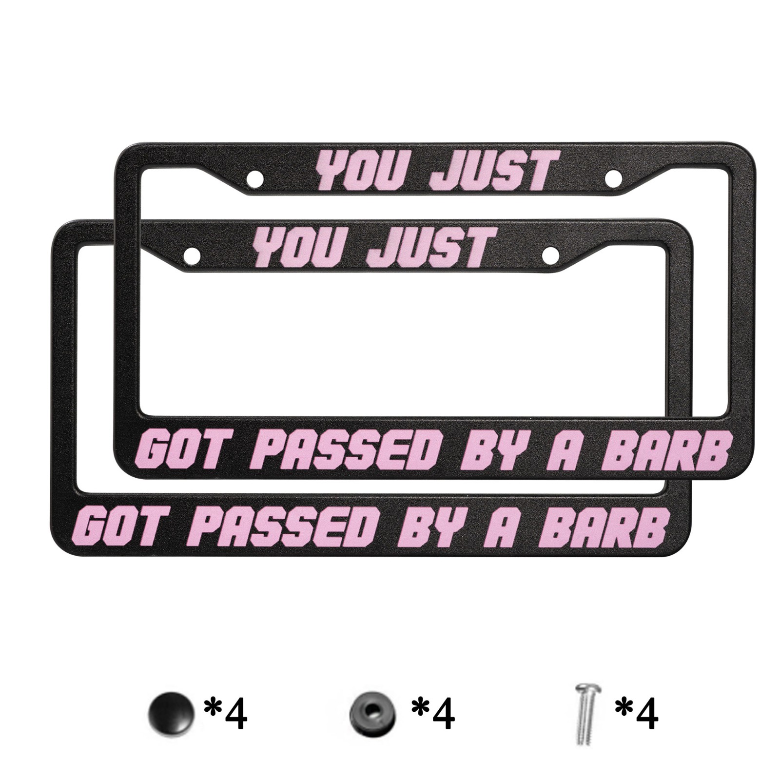 Nicki Minaj Inspired Barb License Plate Frame, License Plate, You Just Got Passed by a Barb, Auto Plate Frame Barb Car Accessories - Black and Pink