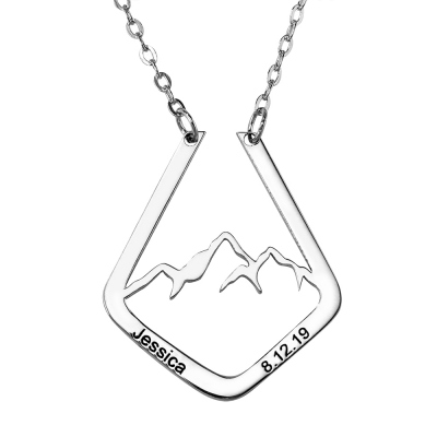 Dainty Ring Holder Necklace with Mountain Design, Custom Geometric Ring Keeper Simple Jewelry Gift for Her/Womens/Girls Mothers/Doctor/Nurse